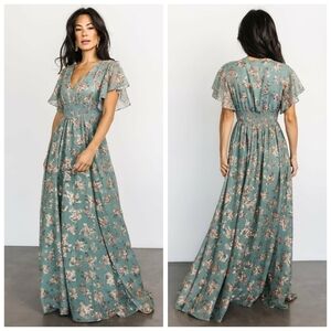 Baltic Born Teal Floral Maxi Dress
